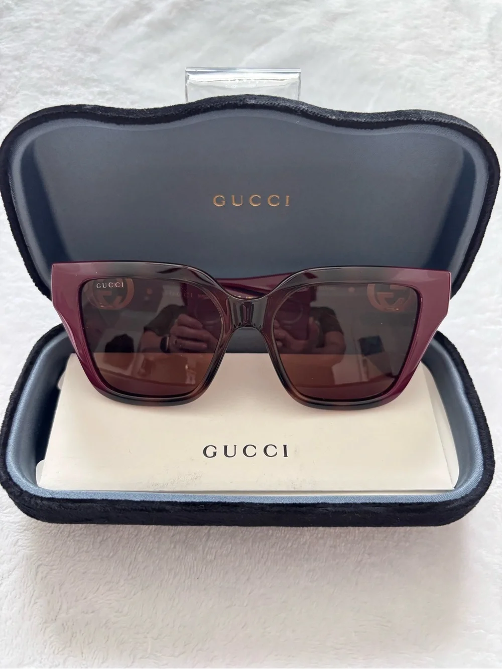 GUCCI Tortoise Square Sunglasses and Hard Case GG1023S 003--NWT